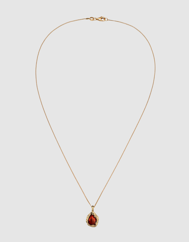 Elli Jewelry - Red Enamel Teardrop Necklace in Gold-Plated 925 Silver