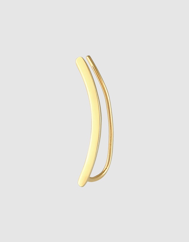 Elli Jewelry - Earrings Single Earclimber Ear Clamp Domed in 925 Sterling Silver Gold Plated