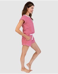 Sant And Abel - Women's Jersey Knit Red Stripe Short Sleeve PJ Set