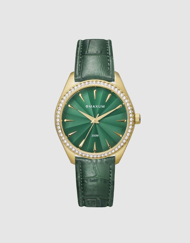 Maxum - Sydney - Green Dial, Gold Tone Case & Green Leather Band