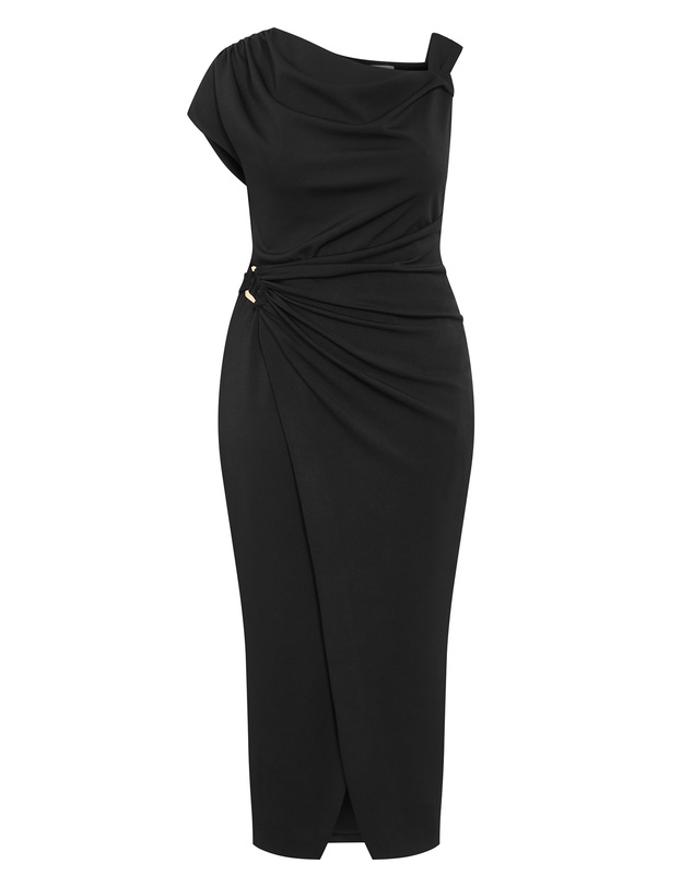 City Chic - Plus size Vivi Ruched Maxi Dress - black