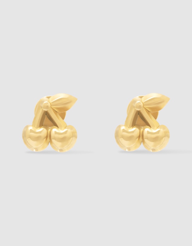 Wanderlust + Co - Cherry Gold Flat Back Earrings