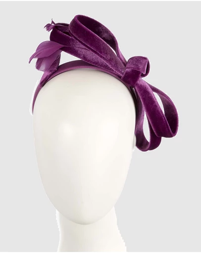 Max Alexander - Large Purple Velvet Bow Racing Fascinator