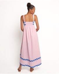 Petal & Pup - Fitzgerald Maxi Dress - Pink/Blue Trim