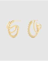 Wanderlust + Co - Triple Pave 13mm Hoop Earrings