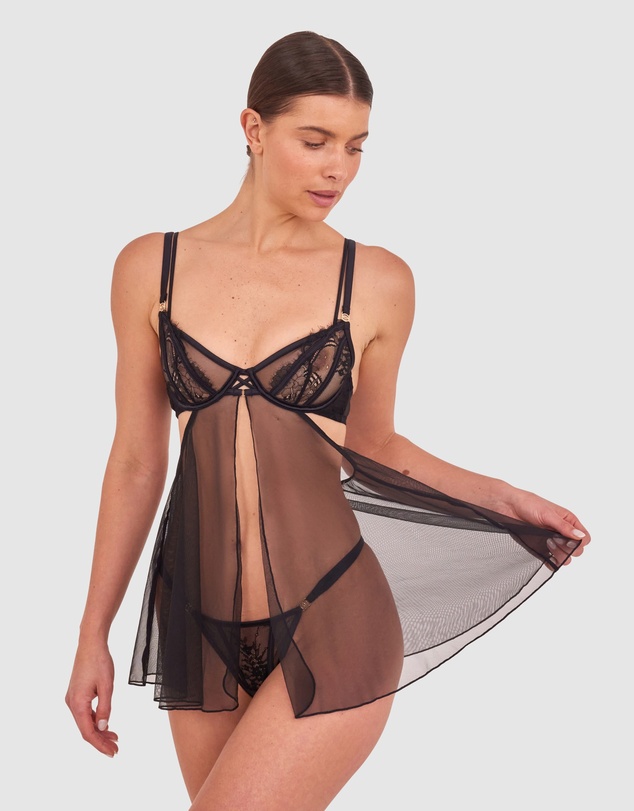 Bras N Things - Night Games Eyes On Me Unlined Babydoll Bra - Black