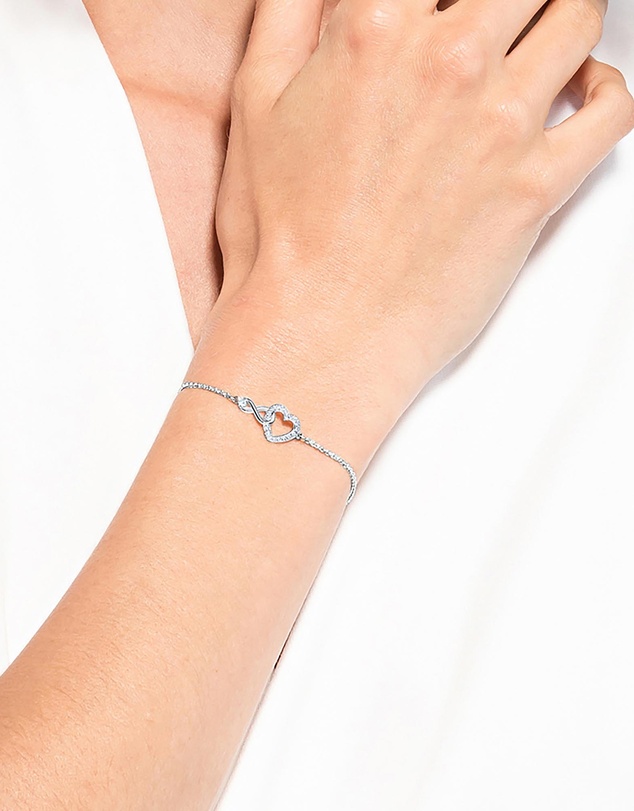 Swarovski - Hyperbola bracelet, Infinity and heart, White, Rhodium plated