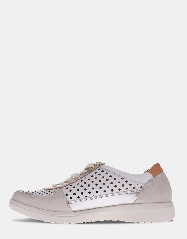 Mia Vita - Baxley Zip Casual Sneaker - White/Apricot