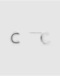 Wanderlust + Co - Alphabet Bubble Silver Stud Earrings - Letter C