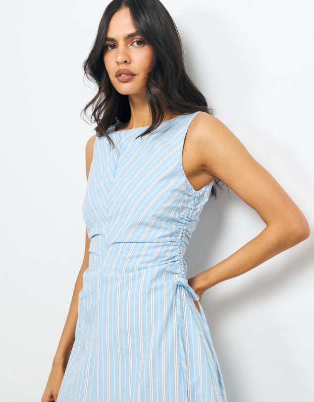 AERE - Nieve Stripe Cotton Midi Dress