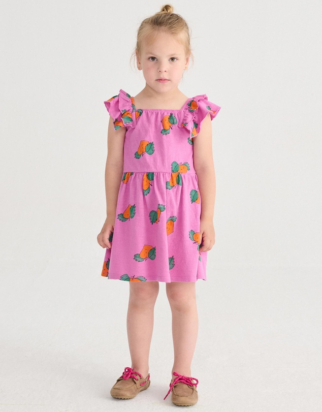 Bobo Choses - Tangerine All Over Ruffled Dress - Babies-Teens