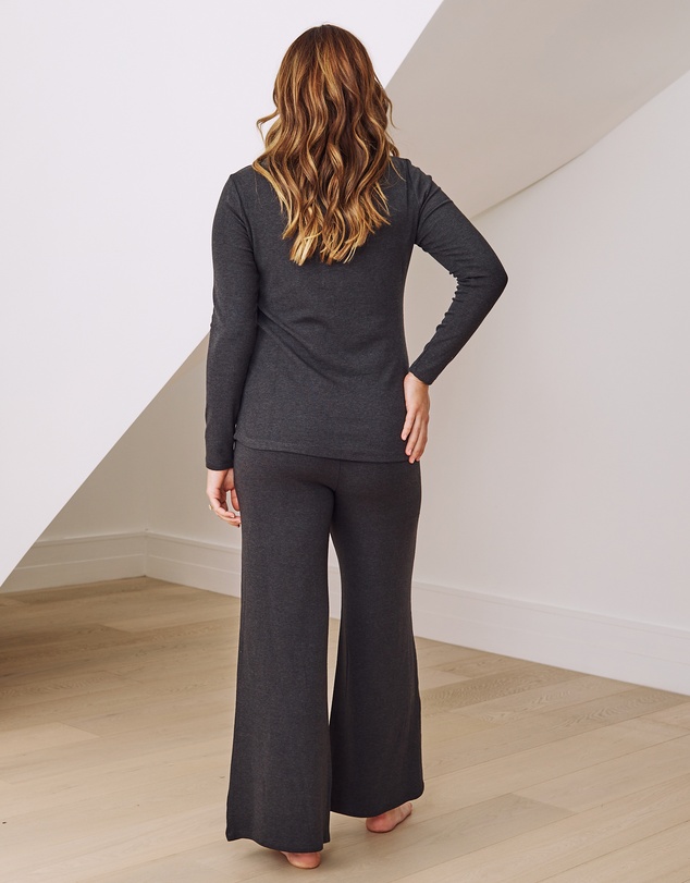 Angel Maternity - 3-Piece Isabelle Maternity Sleepwear Set - Charcoal