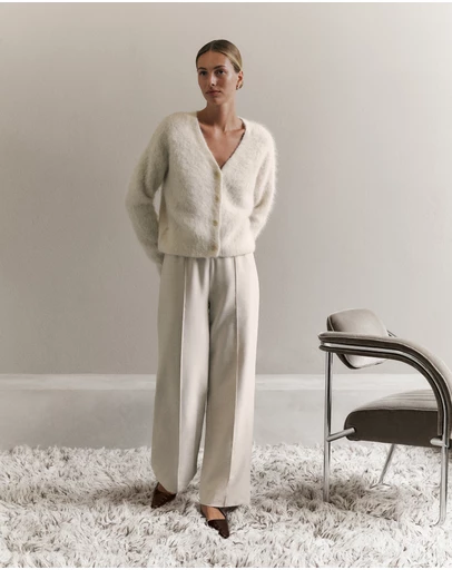 Trenery - Pintucked Pull On Pant in Stone