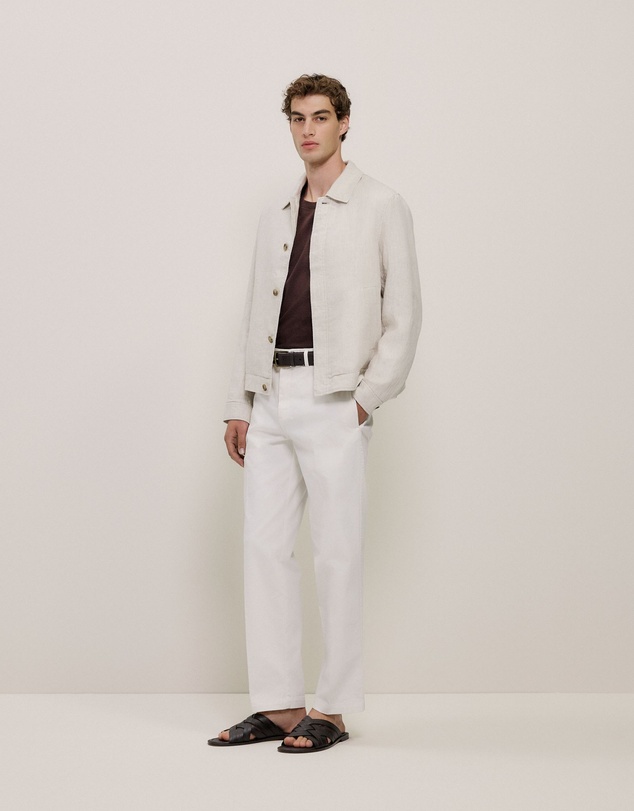 Trenery - Linen Harrington Jacket in Stone