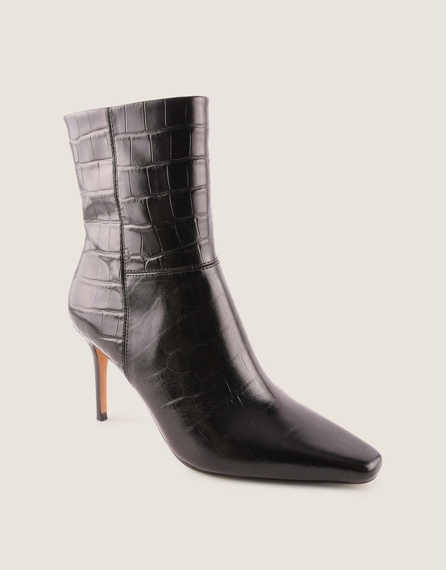 Shelly Shen - Calista Heel Ankle Boots Black Croc
