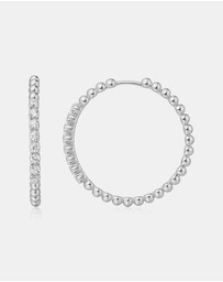 Ania Haie - Ania Haie Silver Large Claw Sphere Beaded Hoop Earrings