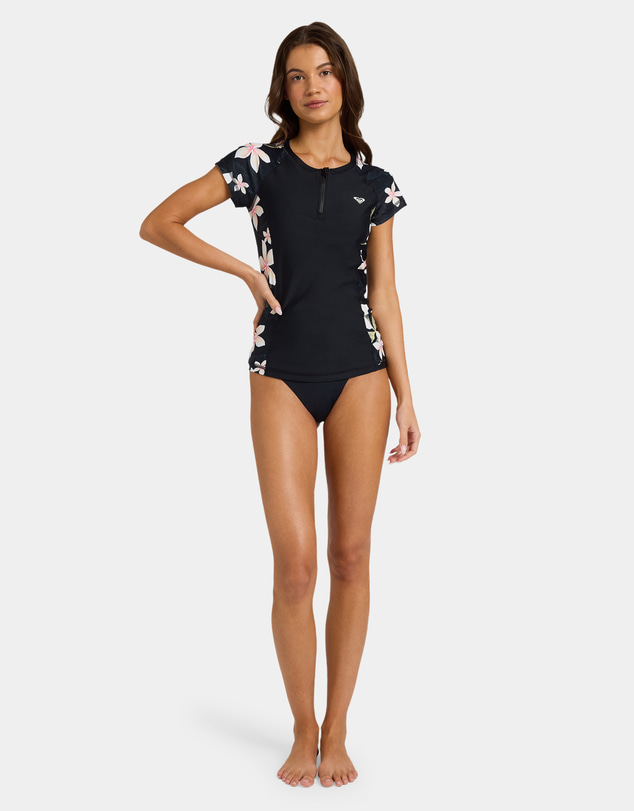 Roxy - Womens Half Zip Short Sleeve Rashguard