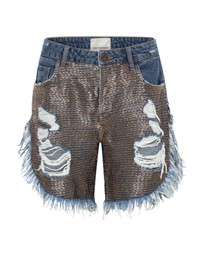 ONE TEASPOON - Gold Mine Frankies Long Length Denim Shorts