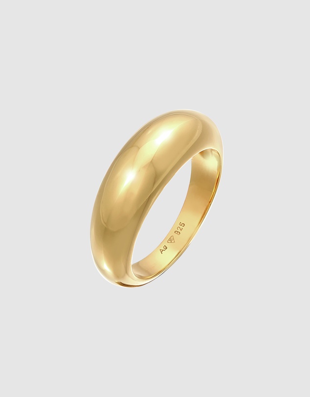 Elli Jewelry - Chunky Signet Ring in Gold-Plated 925 Silver