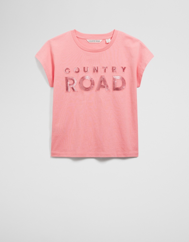 Country Road - Organically Grown Cotton Sequin Logo T-shirt