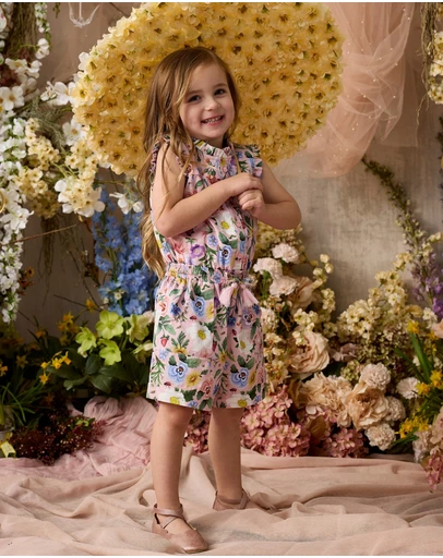 Fleur Harris - 'Heirloom Treasures' Saffron Playsuit in Pink Floral