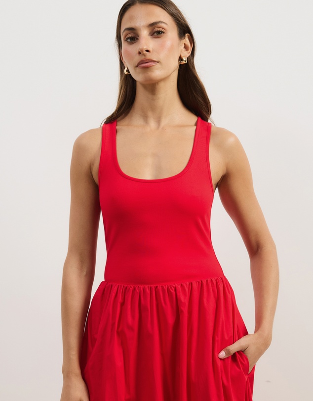 Atmos&Here - Bonnie Scoop Neck Contrast Midi Dress