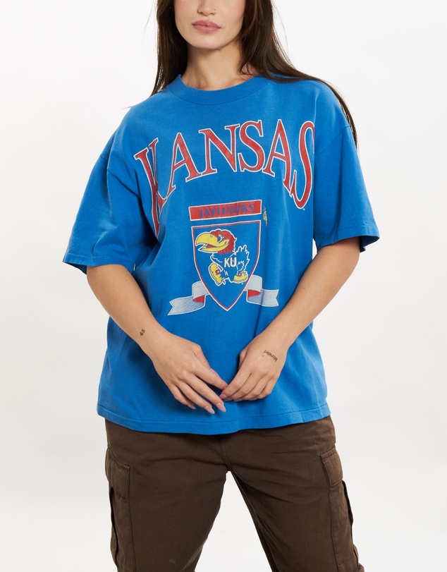 Vintage by The Real Deal - Pre Loved - 90s NCAA University of Kansas Jayhawks Tee