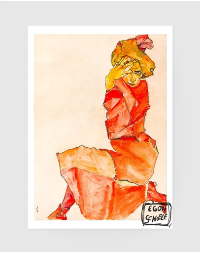 Inka Arthouse - Red Dress by Egon Schiele Art Print