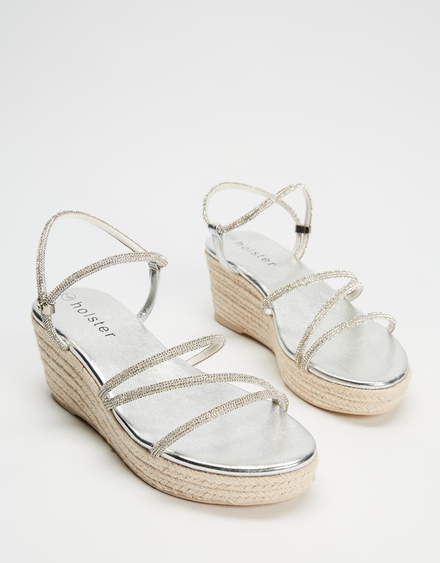 Holster - Viva Espadrille High Wedge - Vegan - Silver - Women's
