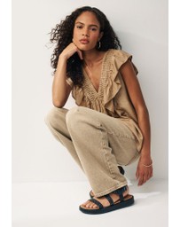 NEXT - Sleeveless Ruffle V-Neck Top