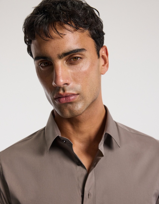 Calibre - Stretch Cotton Poplin Shirt Sepia