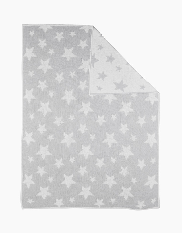 Living Textiles - Pram Knitted Blanket - Grey Stars