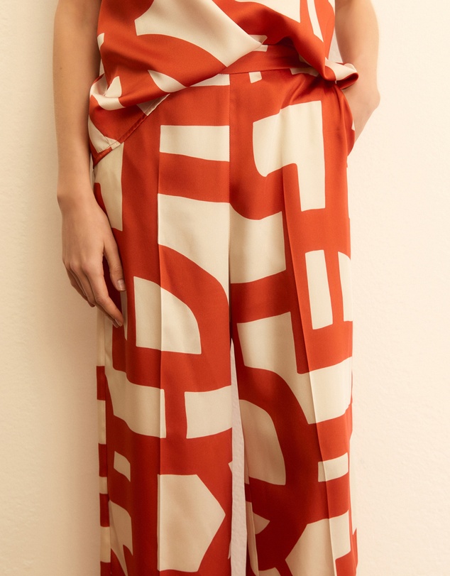 Emme - Geranium Red Printed Trousers