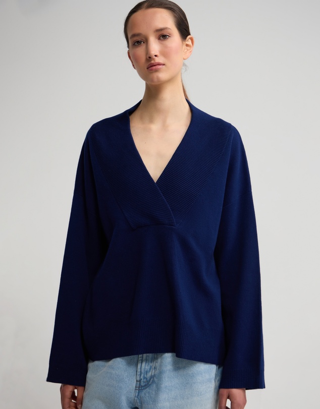 Oxford - Pia Cotton V-Neck Knit