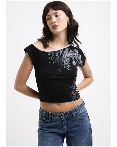 Neon Hart - Zine Off Shoulder Top
