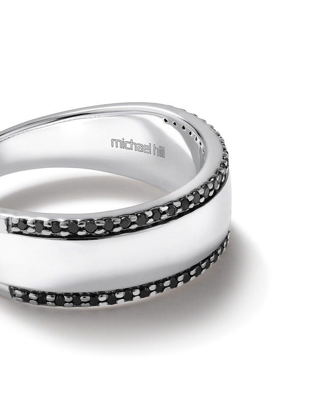 Michael Hill - Men's Silver Ring with 0.25 Carat TW of Black Diamonds