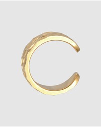 Kuzzoi - ICONIC EXCLUSIVE - Earrings Earcuff Wide Hammered Modern in 925 Sterling Silver Gold Plated