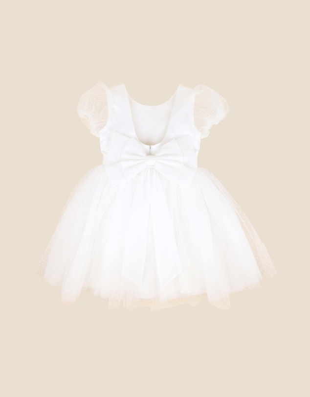 Bebe by Minihaha - Spot Chiffon Puff Sleeve Dress With Back Bow - Kids