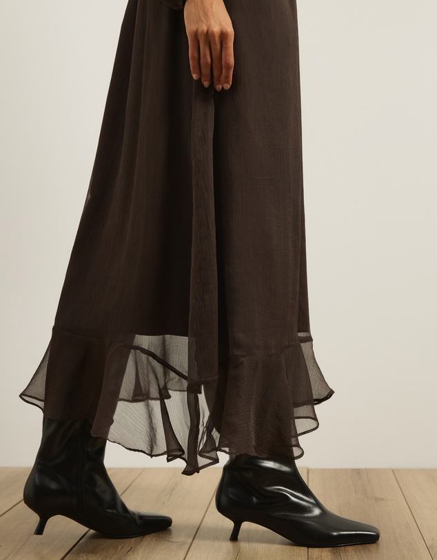 Atmos&Here - Tyla V-Neck Boho Midi Dress with Ruffle Detail