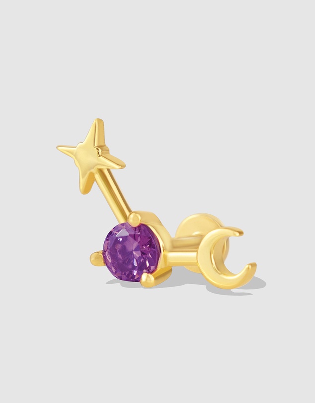 Wanderlust + Co - Birthstone Constellation Gold Flat Back Earring - Jun