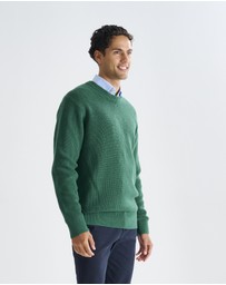 3 Wise Men - 3 Wise Men Drake Crew Neck Wool Blend Knit - Green