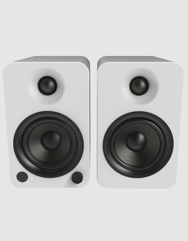 iWorld - Kanto YU4 140W Powered Bookshelf Speakers with Bluetooth and Phono Preamp - Pair, Matte White