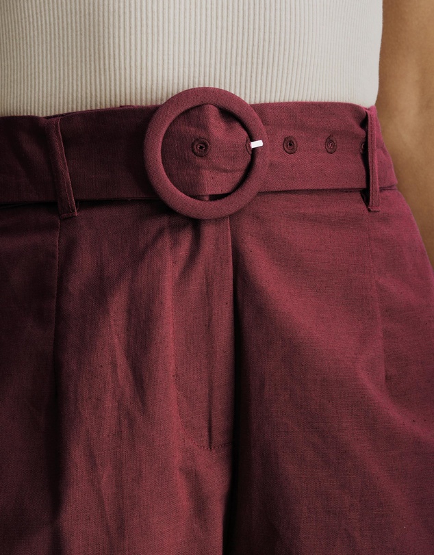 Atmos&Here - Zuri Belted Linen Blend Shorts