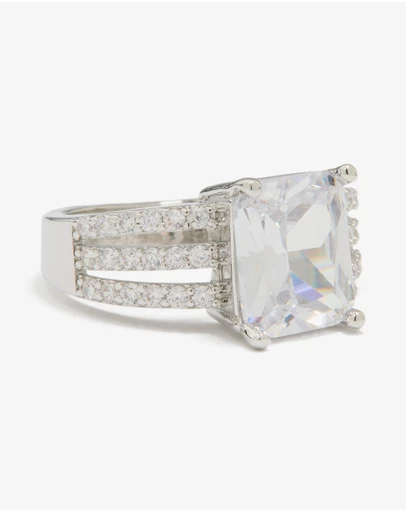 Lovisa - Silver Cubic Zirconia Square Band Ring