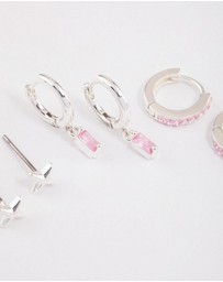 Lovisa - Silver Plated Brass Barbie Baguette Huggie Earrings 6-Pack