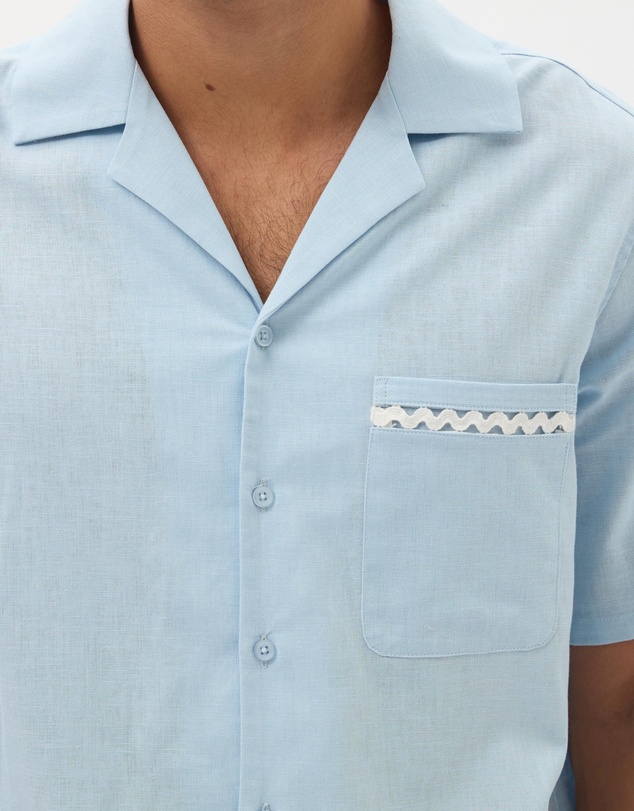 AERE - Linen Blend Trim Shirt