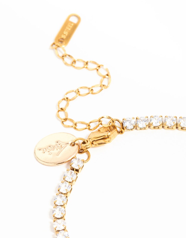 Lovisa - Waterproof Gold Plated Stainless Steel Cubic Zirconia Tennis Bracelet