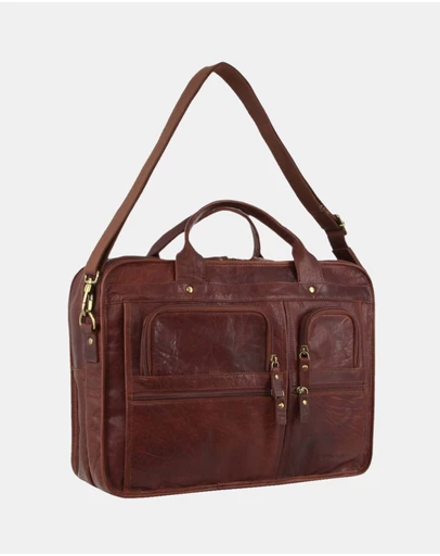 Pierre Cardin - Pierre Cardin Rustic Leather Computer Bag