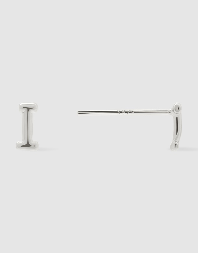 Wanderlust + Co - Alphabet Bubble Silver Stud Earrings - Letter I
