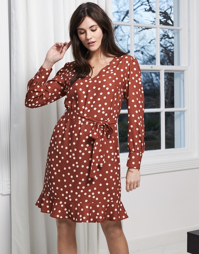 Sosandar - Polka Dot Belted Shift Dress